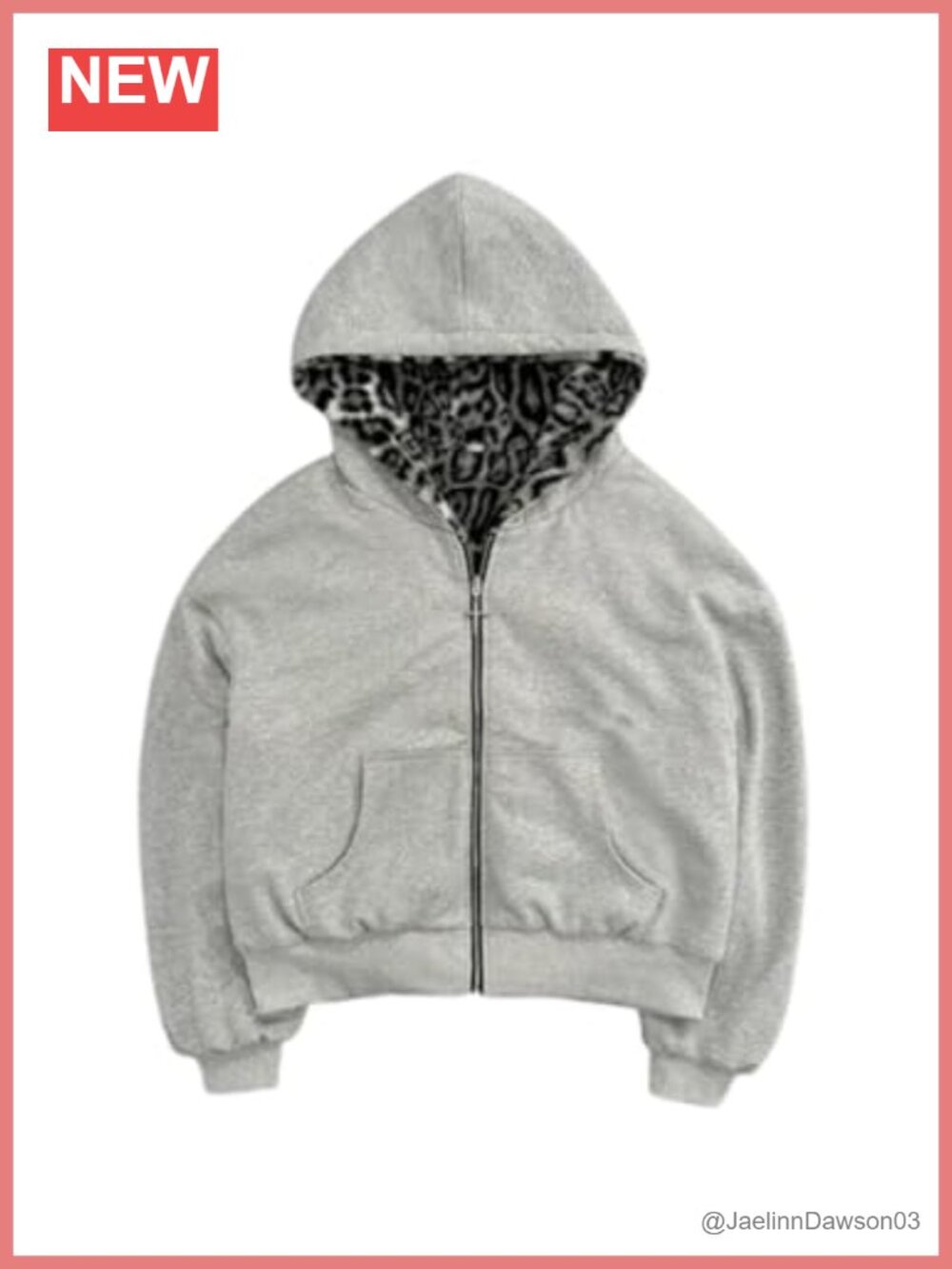Reversible Oversized Leopard Print Zip Up Hoodie Jacket Streetwear Fall Grunge